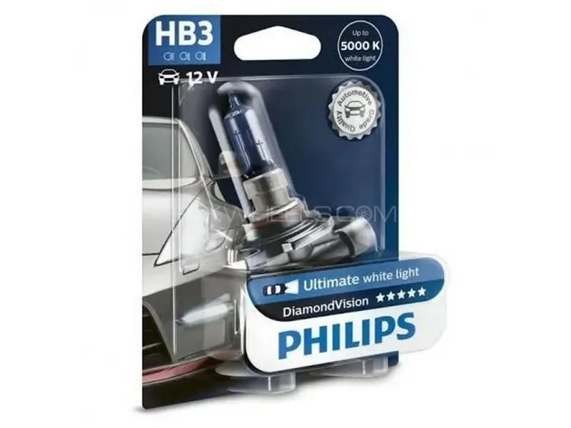 Philips Diamond Vision Headlight bulbs 5000K HB3 9005 White Color Made in Germany 12v 65w Image-1