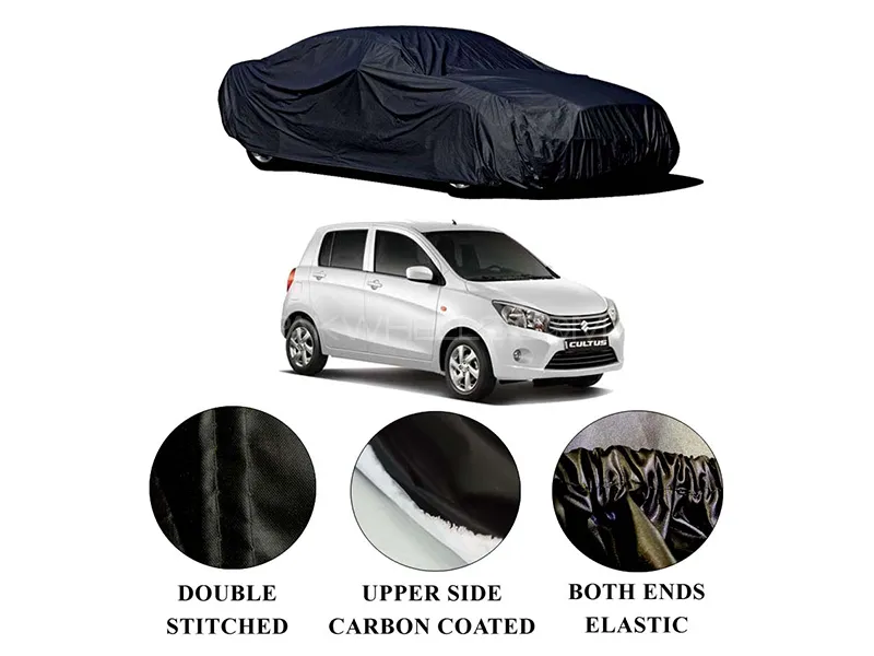 Suzuki Cultus 2017-2023 Polymer Carbon Coated Car Top Cover | Double Stitched | Water Proof Image-1