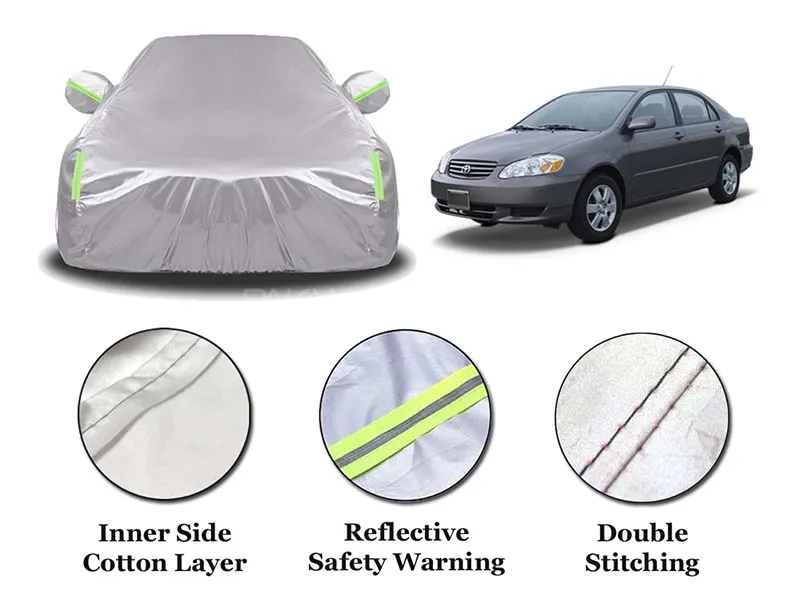 Toyota Corolla 2002-2008 Parachute Cotton Top Cover | Anti-Scratch | Anti-Crack | Double Stitched Image-1