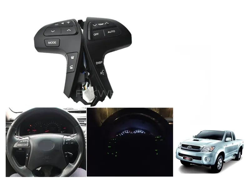 Toyota Hilux Vigo 2008 - 2016 Multimedia Steering Audio Buttons Matte Black Colour Image-1