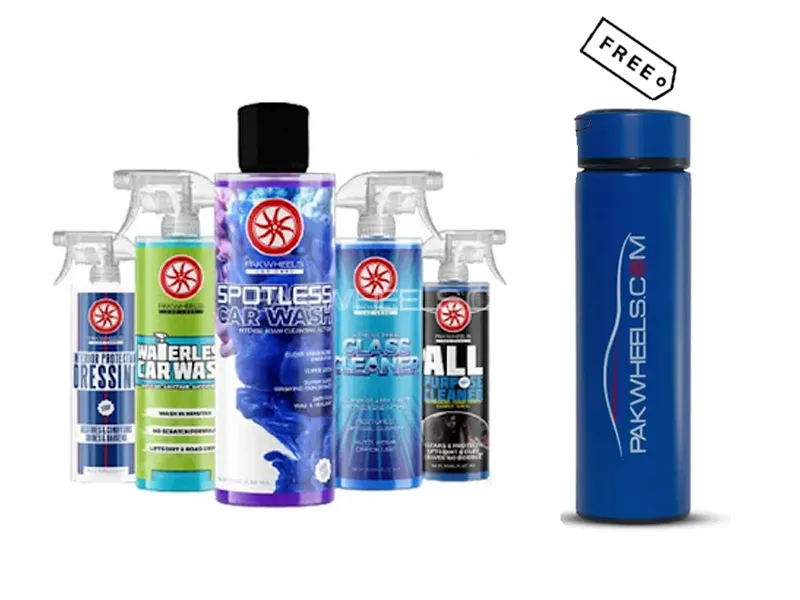 PakWheels All In One Car Care Kit - Pack Of 5 With Free PakWheels Hot & Cold Flask Bottle - 500ml