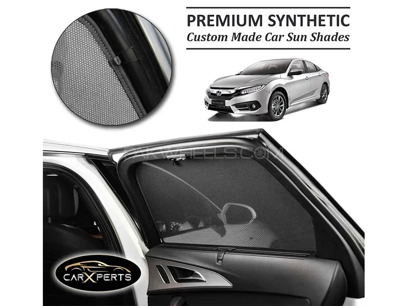Honda Civic 2016-2021 Premium Car Sun Shades | Synthetic PolyNet Heat Proof Fabric | Foldable Image-1