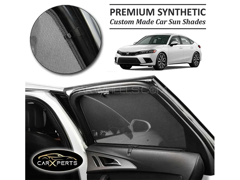 Honda Civic 2022-2023 Premium Car Sun Shades | Synthetic PolyNet Heat Proof Fabric | Foldable Image-1