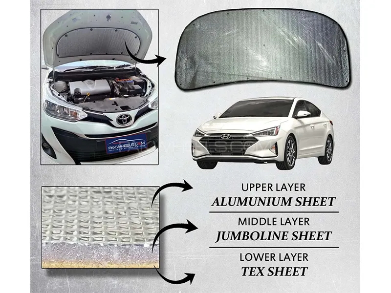 Hyundai Elantra Bonnet Insulation Namda | Silver Aluminium | Triple Layer Image-1