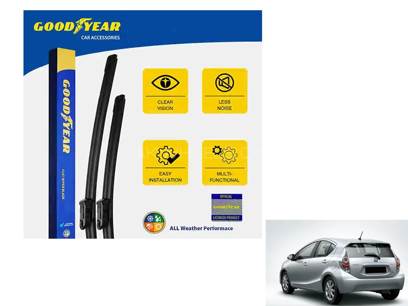 Goodyear Car Flat Wiper Blades For Toyota Aqua 2012 - 2021 Silicone Blades Steak Free Anti Scratch Image-1
