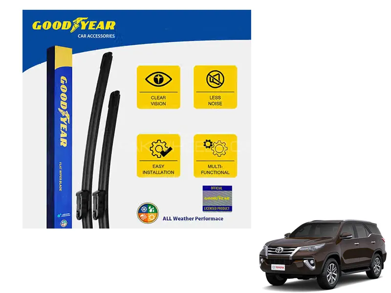 Goodyear Car Flat Wiper Blades For Toyota Fortuner 2016-2021 Silicone Blades Steak Free Anti Scratch Image-1