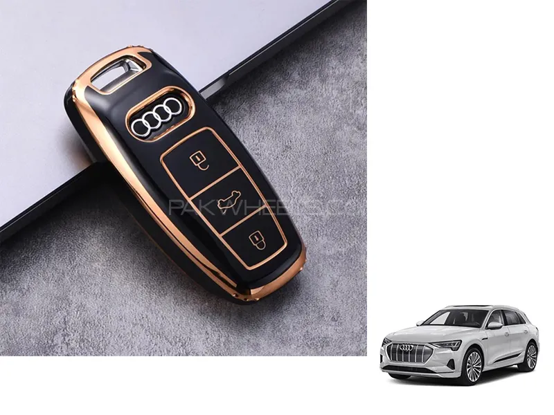 Audi E-Tron TPU Key Cover - Black And Gold  Image-1