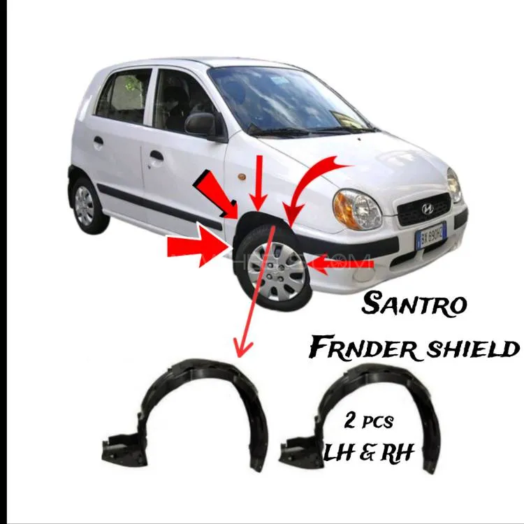 Santro fender shield ( 2 ) pieces LH & RH Black colour Image-1