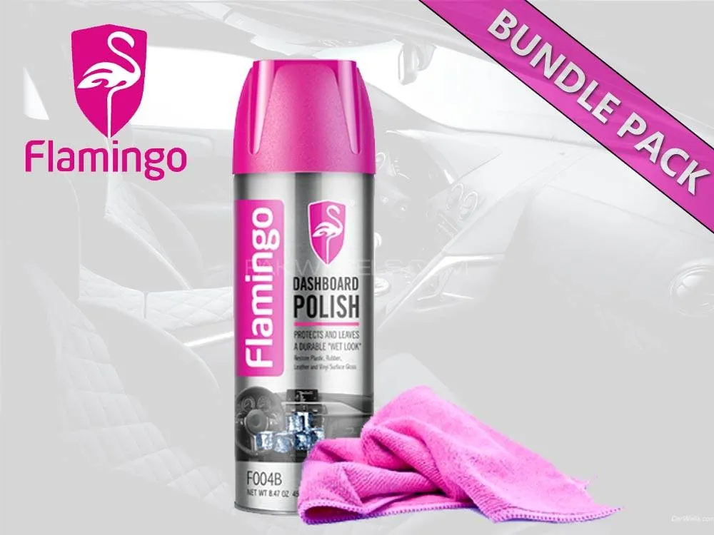 Flamingo Car Dashboard Polish With Microfiber Cloth | Lemon | 450ml | Dashboard Cleaner
