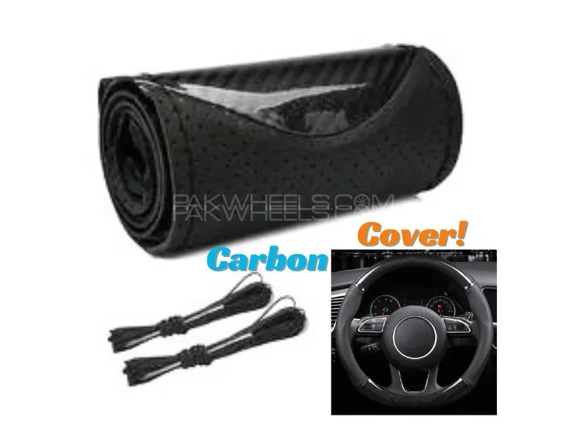 Steering Wheel Cover in Carbon Design Universal Black Image-1