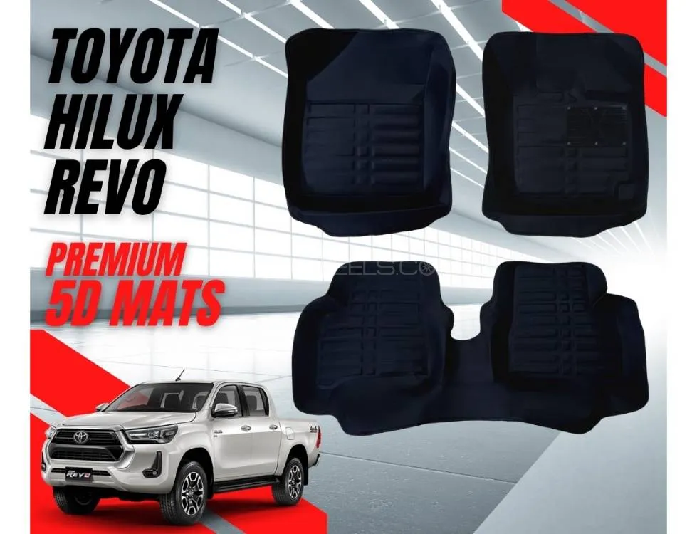 Toyota Hilux Revo 5D Floor Mats | Premium Quality | Black | Dual Layer | Non Slip Image-1