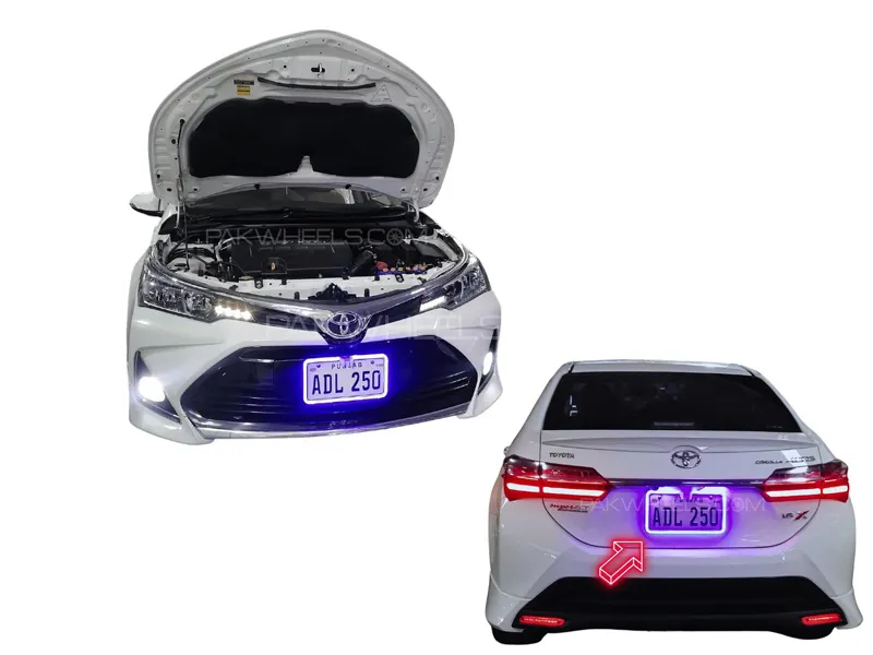 2 Pcs Car LED Number Plate Frame Blue Color Transparent 6x12 inch Size Image-1