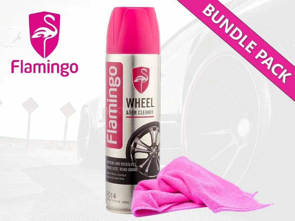 Flamingo Wheel And Rim Cleaner With Microfiber Cloth | Bundle Pack | 500ml | Rim Polish Image-1