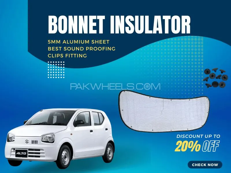 Bonnet Insulator Suzuki Alto 5mm Aluminum Sound Damping Sheet with Clips Fitting Image-1
