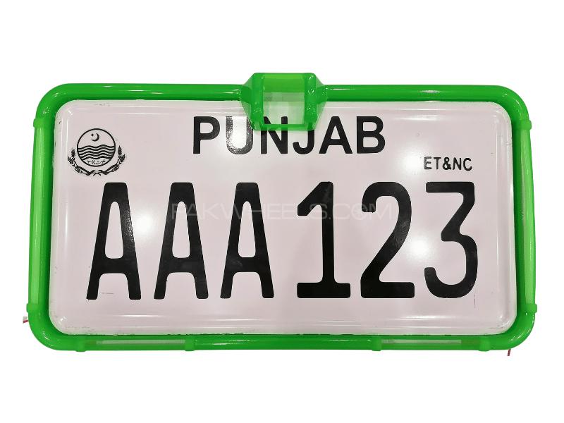 Green License Plate Frame with LED Lights and Camera Fitting Option 1 Pc