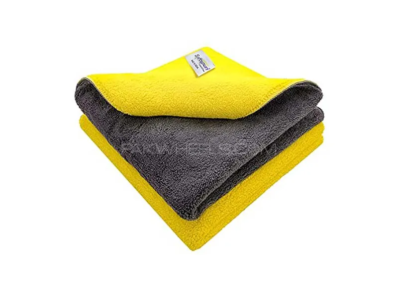 Microfiber Cloth 300 GSM Yellow and Grey 40x40 Pack of 5 Image-1