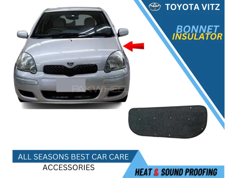 Bonnet Insulator Toyota Vitz 2000 for Heat & Sound Proofing with Clips Image-1