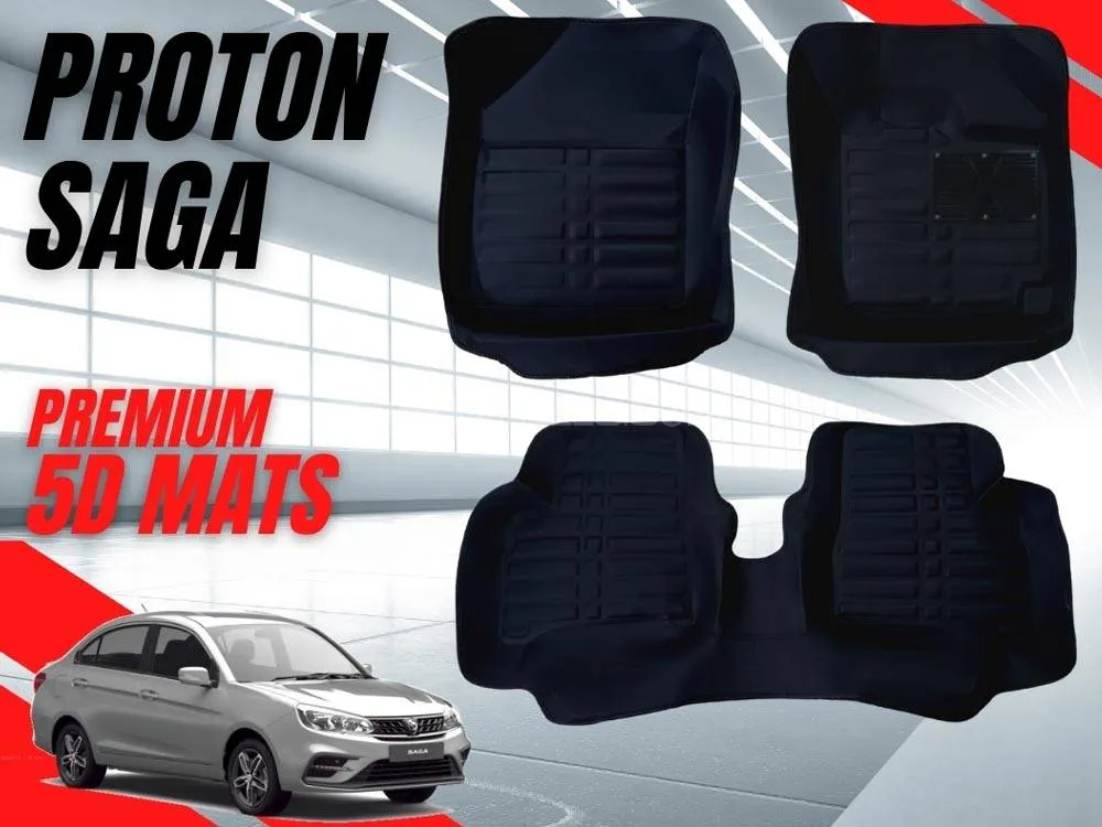 Proton Saga 5D Floor Mats | Premium Quality | Black| Dual Layer | Non Slip Image-1