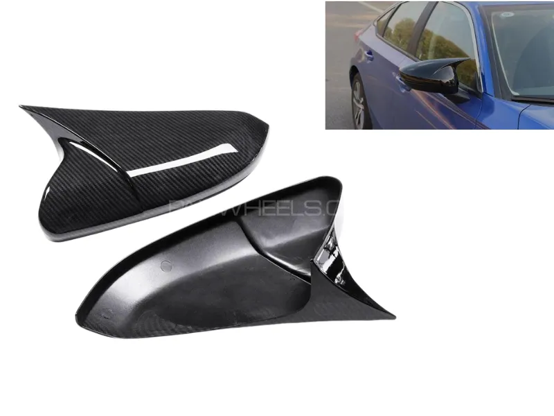 Batman Style Side Mirrors Cabron Covers for Honda Civic 2016 - 2020 - 1Pair Image-1