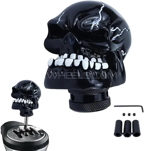 Universal Skull Shift Gear Knob Car Shifter Lever Most Manual Automotive Vehicles(Black) Image-1