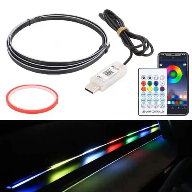 LED Symphony Ambient Light For Car Interior USB Decoration Atmosphere Neon RGB Rainbow Acrylic Strip Image-1