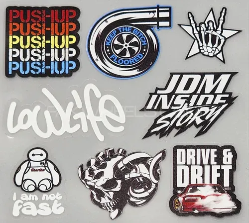 Premium Quality Custom Sticker Sheet For Car & Bike Embossed Style PUSHUP Image-1