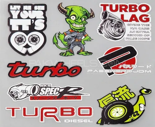 Premium Quality Custom Sticker Sheet For Car & Bike Embossed Style TURBO LAG Image-1