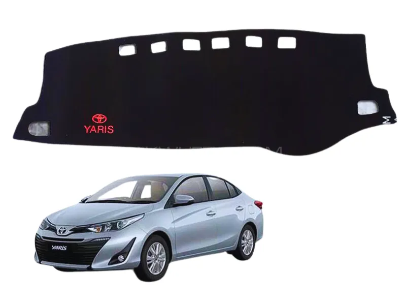 Toyota Yaris Dashboard Mat Cover Silky Soft Valvet Stuff Imported Quality China - Valvet Black Image-1