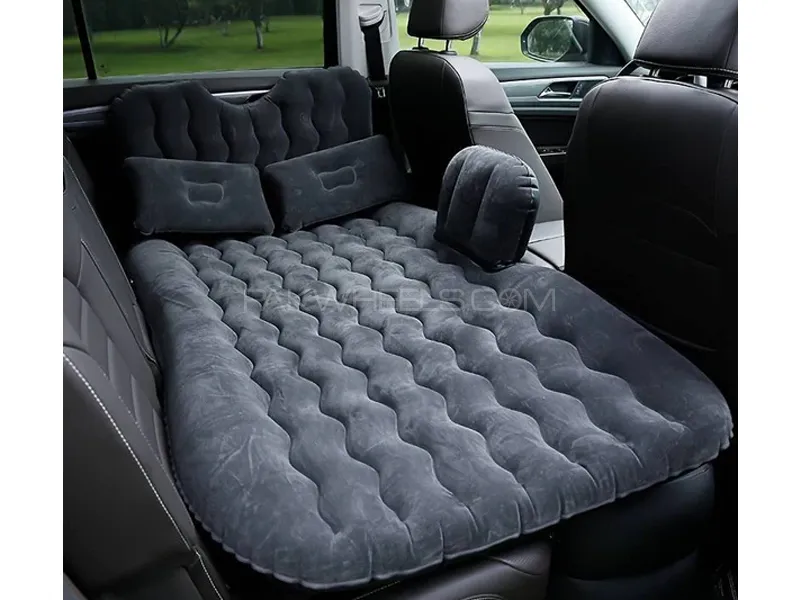 Universal Car Inflatable Bed With Side Take Air Mattress In Car Outdoor Camping Cushion(Black) Image-1