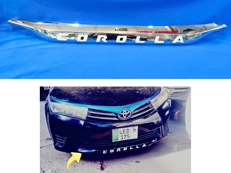 Front Bumper Chrome Garnish with DRL LED Lights Imported Quality China - 1PC Chrome Image-1
