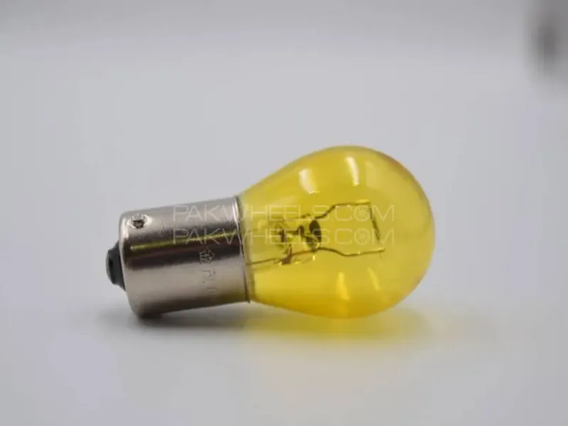 2Pc Yellow Reverse Back Indicator Bulb 12V Single Point 1141 S25 Image-1