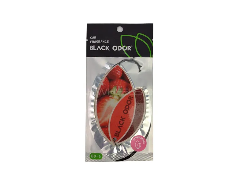 Black Odor Air Freshener Hanging Card - Strawberry Image-1