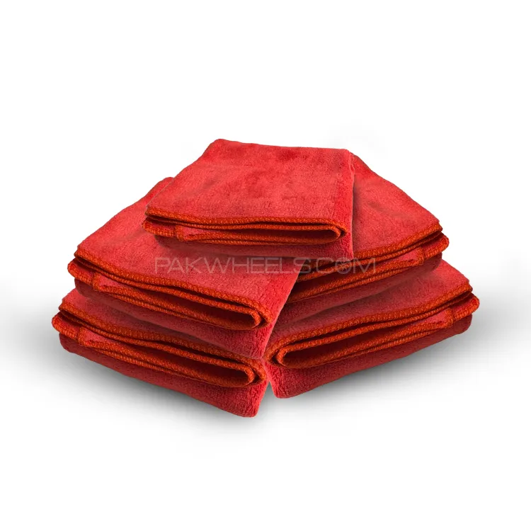 Samco Microfiber Towel Red – 40x40cm 400GSM - Pack of 5 Image-1