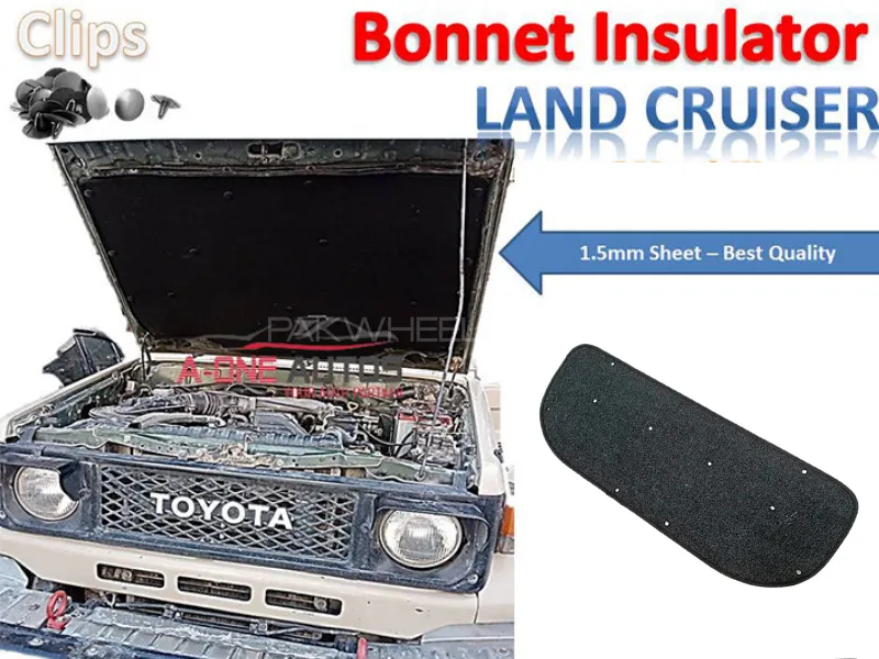 Bonnet Insulator Toyota Landcruiser 70 Series for Heat & Sound Proofing with Clips Image-1