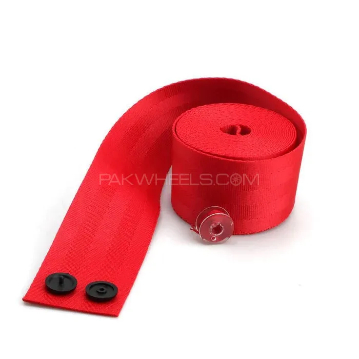 Universal Car Seat Belt 3.6-Meter Red Webbing Strap 2 Inch Fabric Racing Car Seat Safety Belt 1 Pc Image-1