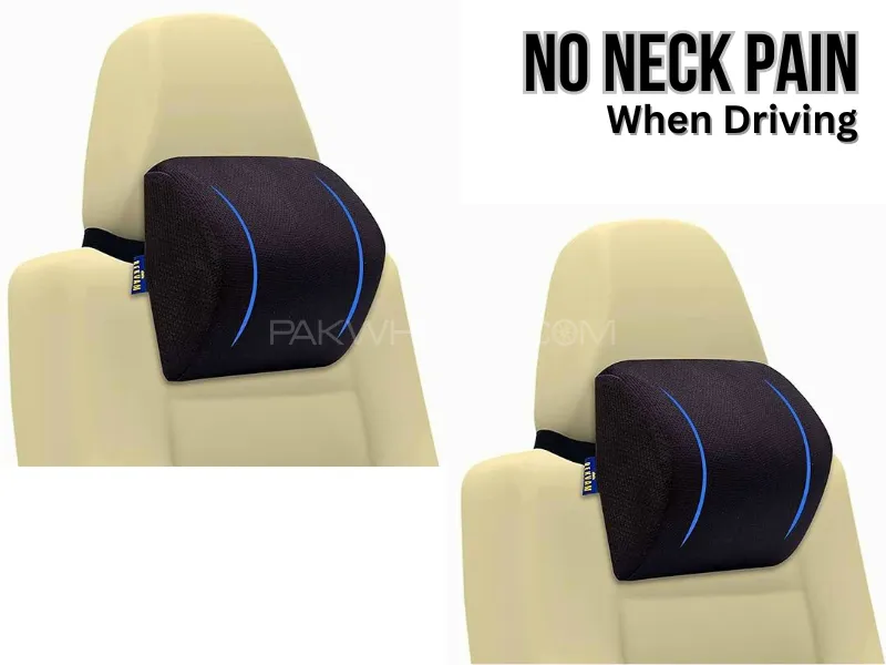 Neck Rest Pillow Cushion | No Neck Pain When Driving | Breathable | Black - 1Pair
