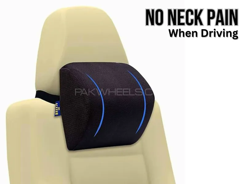 Neck Rest Pillow Cushion | No Neck Pain When Driving | Breathable | Black - 1PC Image-1