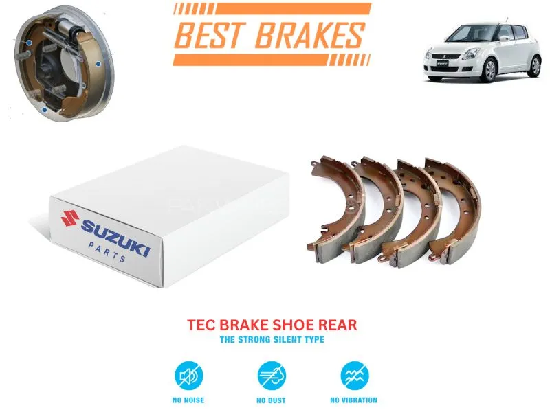 Suzuki Swift 2007-2017 TEC Rear Brake Shoes - High Quality Brake Parts Image-1