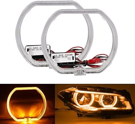 Universal Square LED Angel Eyes Halo Rings Lights Super Bright Headlight Angel Eye 2Pc(100mm) Image-1