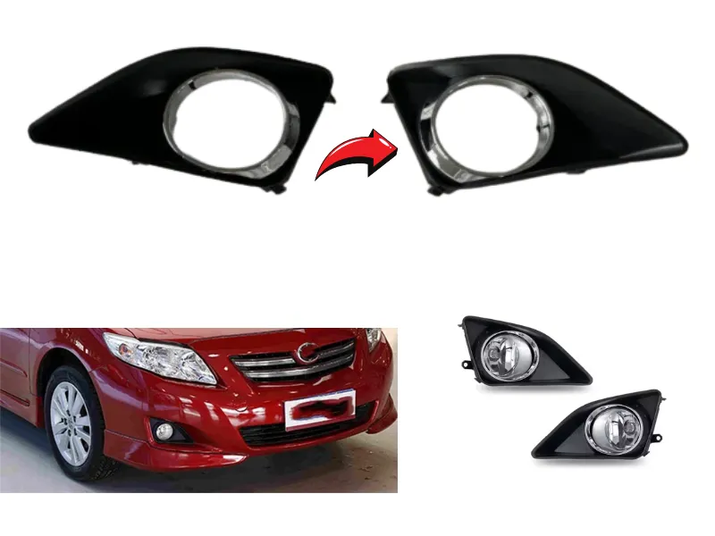Fog Lamp Covers Toyota Corolla 2008-2010 Black with Chrome - 1Pair