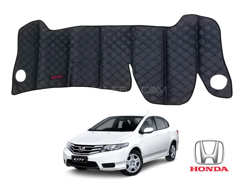 7D Vinyle Dashboard Mat | Cross Stitched Black | Honda City | Luxury Quality | 1PC