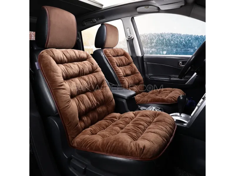 Velvet Brown Soft Cushion Covers for Car Seats Smooth Ultra Comfort Cover 1pc Image-1