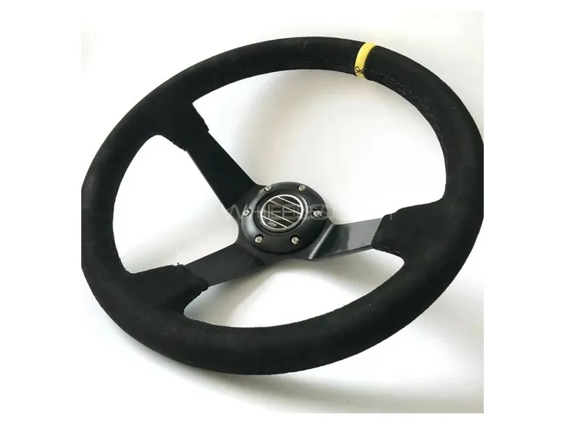 Universal PVC Leather Deep Dish Sports Steering Wheel 1 Pc Image-1