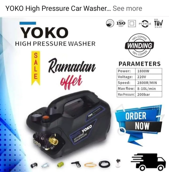 YOKO High Pressure Car Washer  200Bar/1800watts23 Image-1