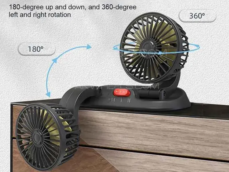 Universal USB Mini Electric Car Fan Low Noise Summer Car Air Conditioner 360 Degree Rotating Fan  Image-1