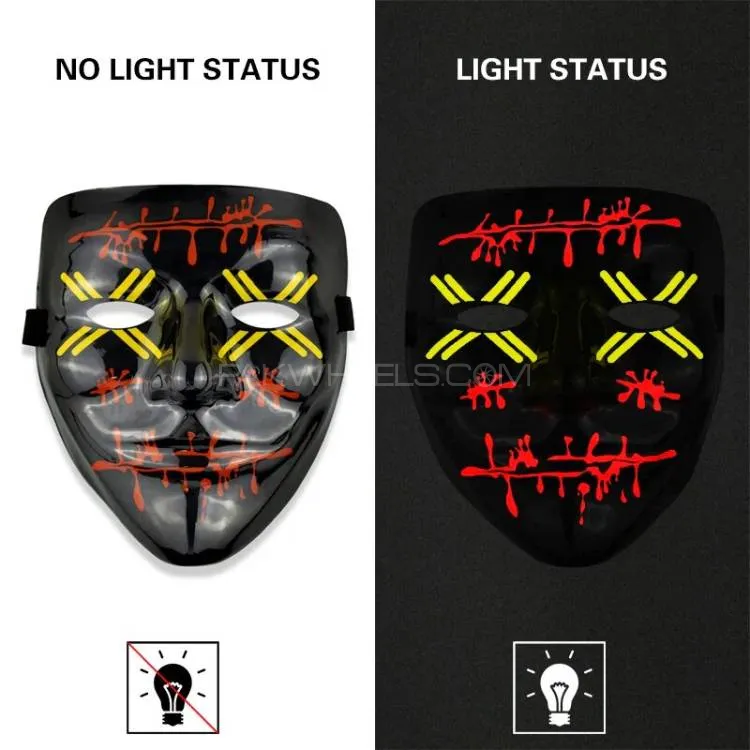 Universal Neon Halloween Mask, Led Purge Mask 3 Lighting Modes For Costplay 1 Pc(Yellow) Image-1